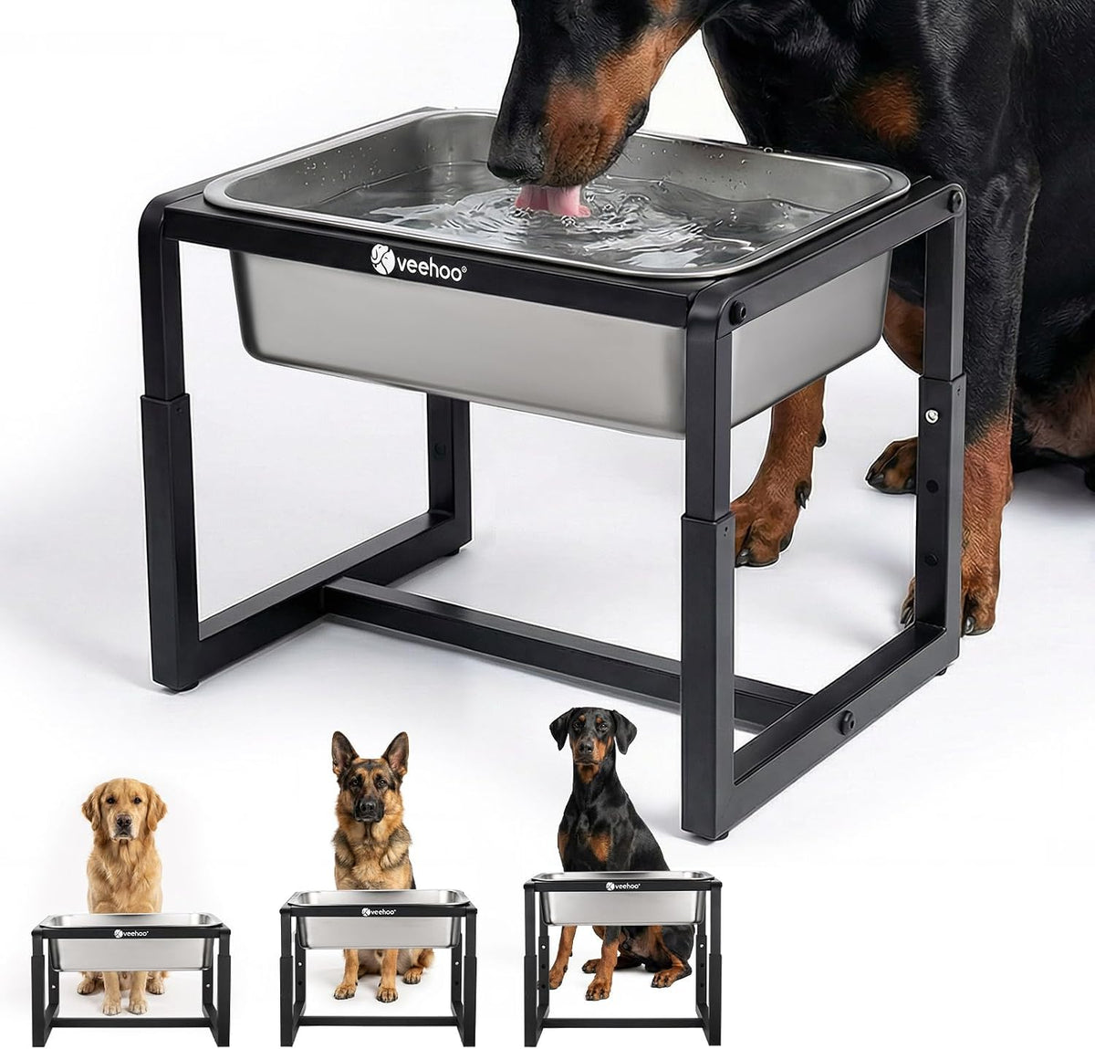 Veehoo 2.4 Gallon Elevated Outdoor Dog Water Bowl for Large Dogs