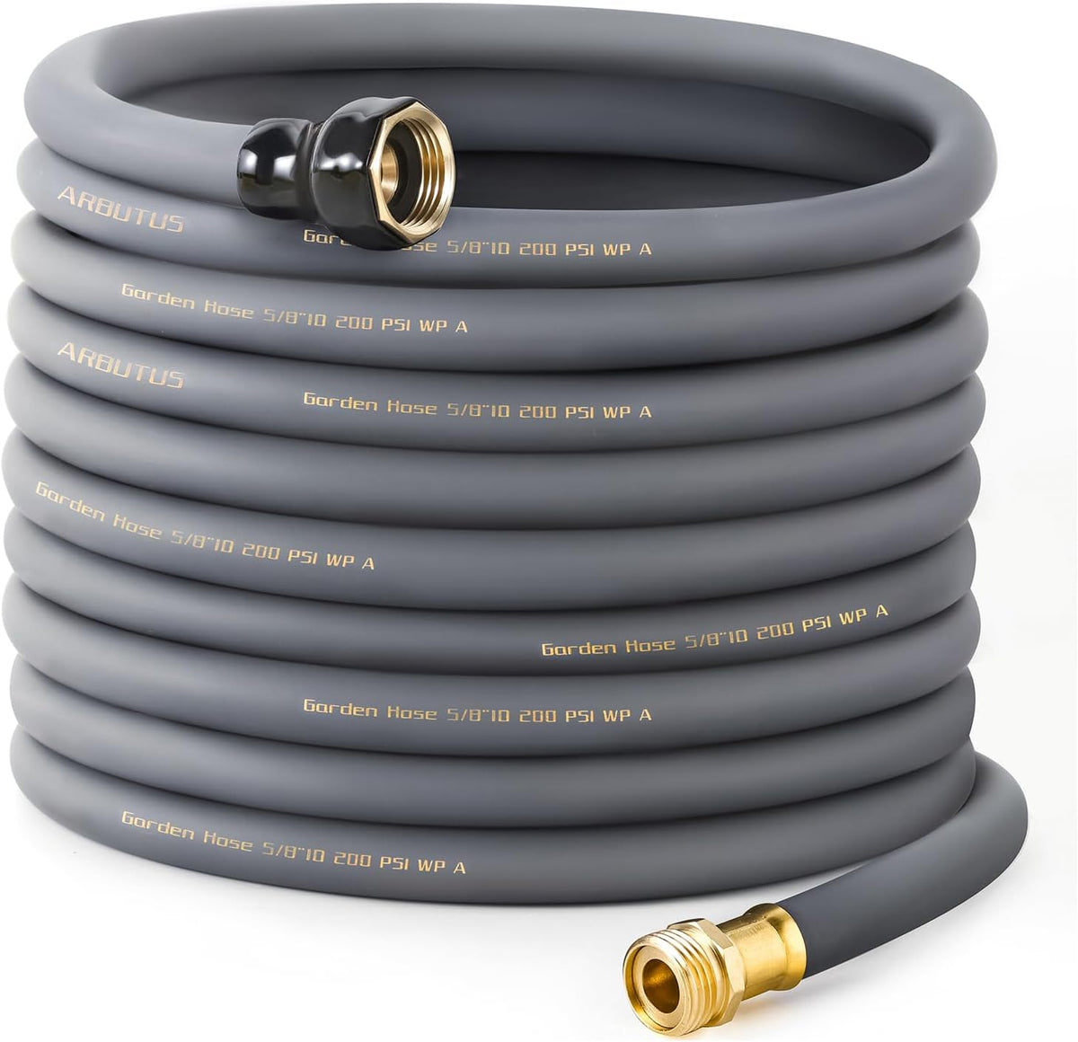 Garden Hose 5/8"X 100Ft Brass Rubber Heavy Duty Water Hose 600 PSI Grey