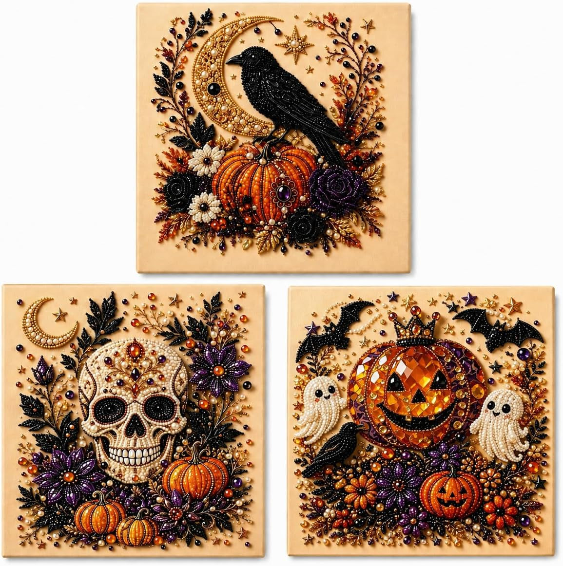 Guiapaws DIY Christmas Pearl Diamond Art Painting Kit for Adults,3 Pack