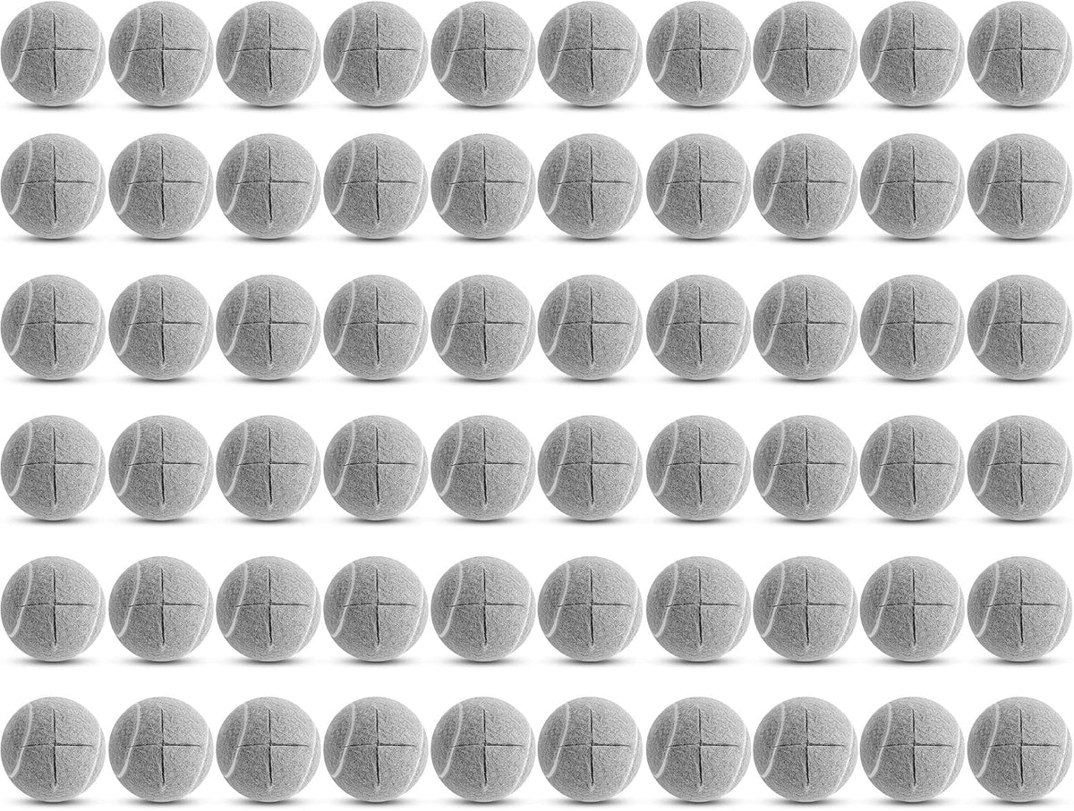 Macarrie 60 Pcs Precut Tennis Balls for Chairs Legs, Gray