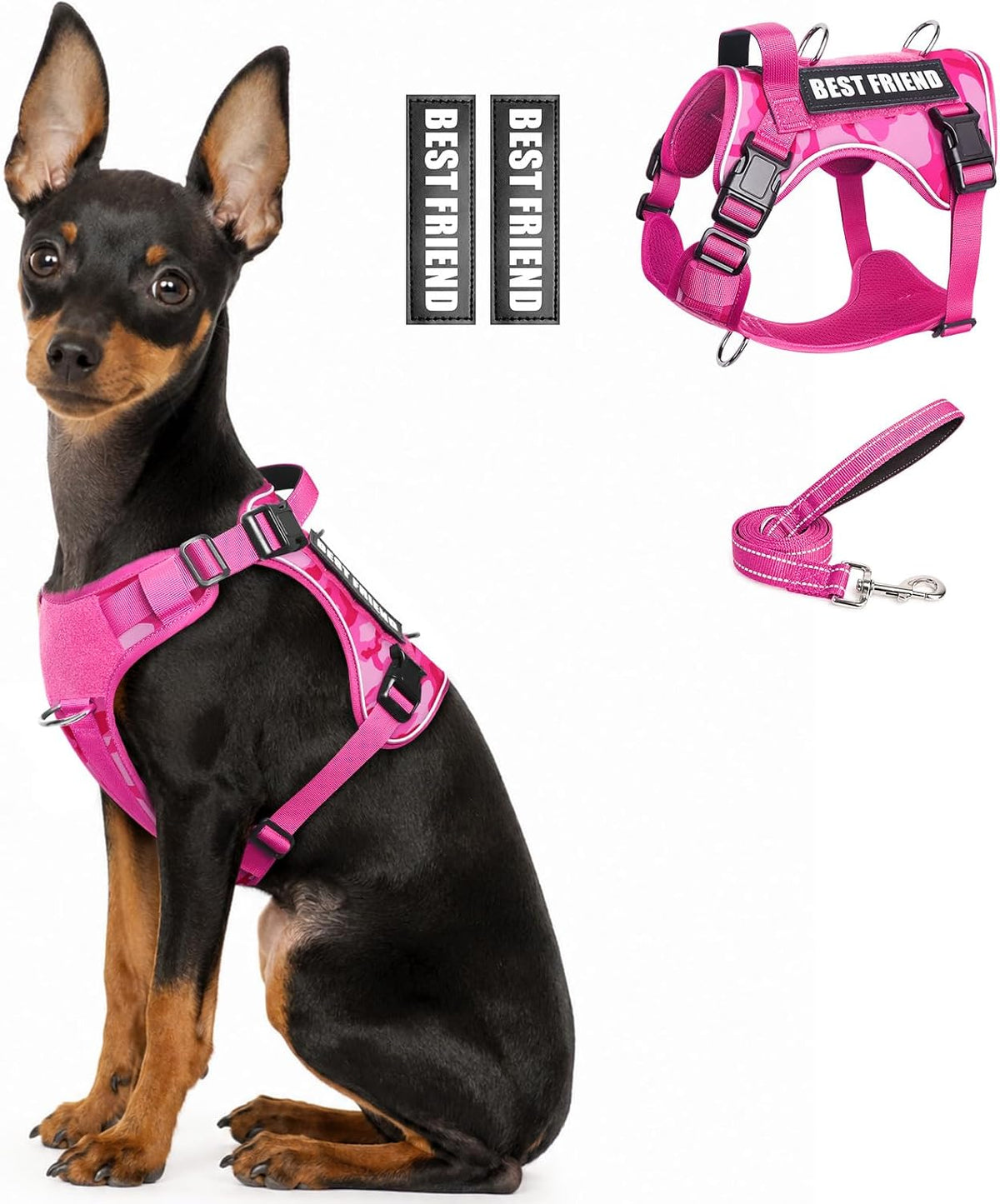 No Pull Tactical Dog Harness with Leash Set with 2 Patches