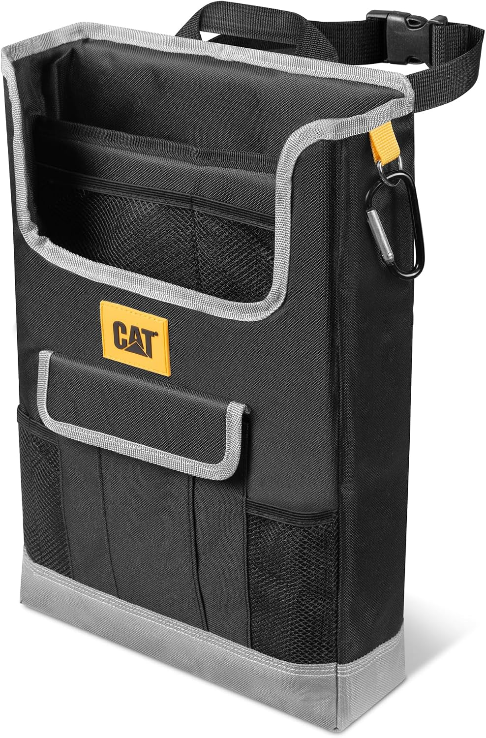CAT® Car Seat Organizer for Cars Trucks Suvs, Removable Portable On-The-Go, Securely Attaches to Front or Rear Seats, Adjustable Straps, Car Accessories Compact Caddy for Travel Driving - Black