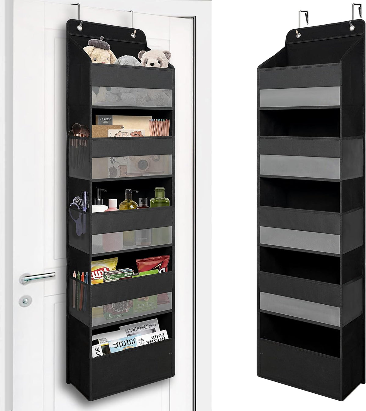 TYMENSH over the Door Organizer for Bedroom Bathroom Pantry, 5 Shelf Black
