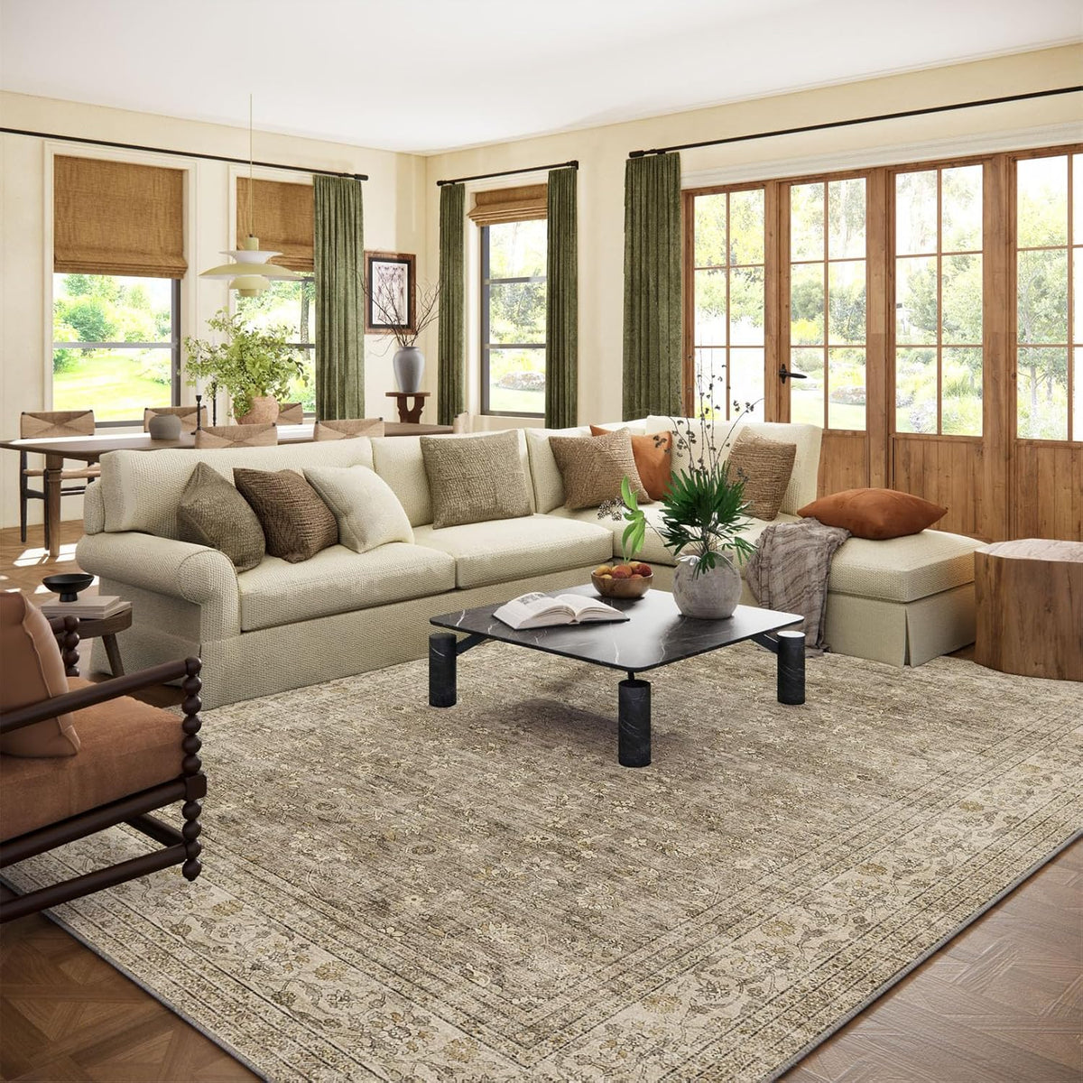 Area Rugs 9X12 Living Room: Washable Bedroom Rug Non Slip Large Boho Carpet