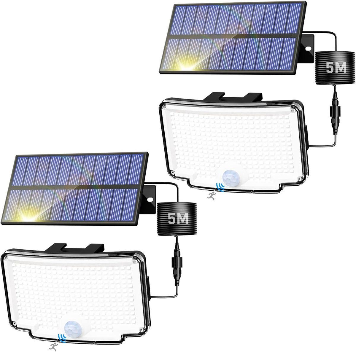 Peasur 318 LED Solar Motion Lights Outdoor Waterproof with 16.4 FT Cable