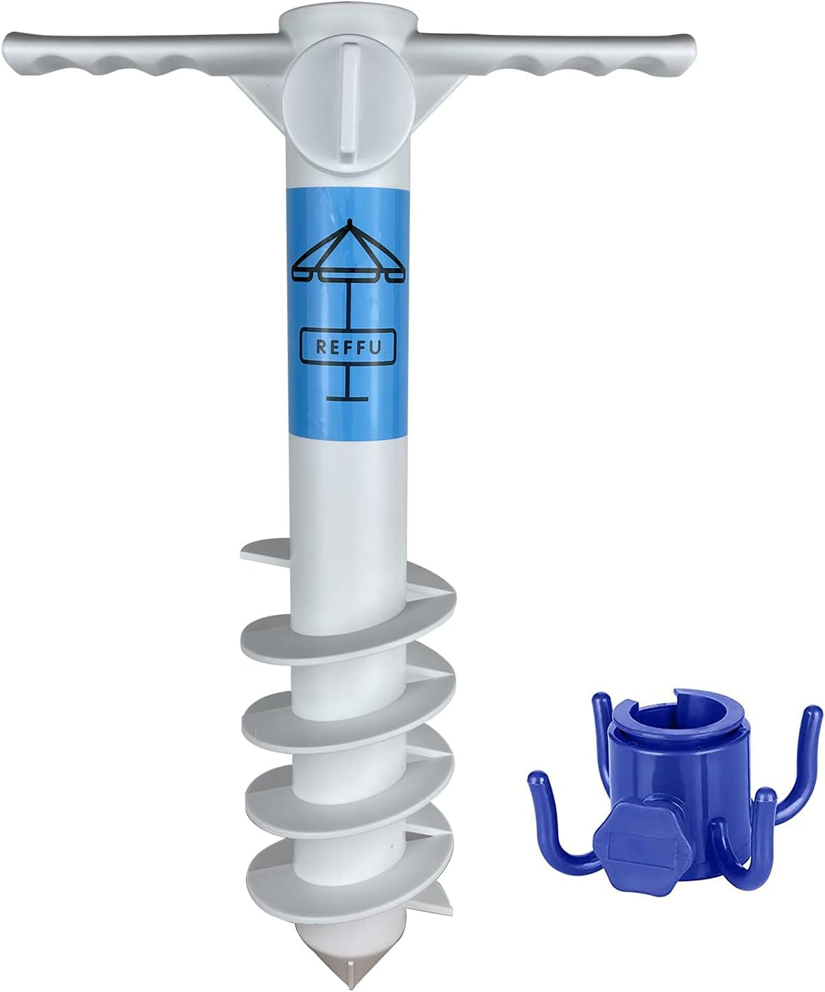 Heavy Duty Beach Umbrella Sand Anchor, Umbrella Holder Stand with 5 Spiral Screw Safe Stand for Strong Winds