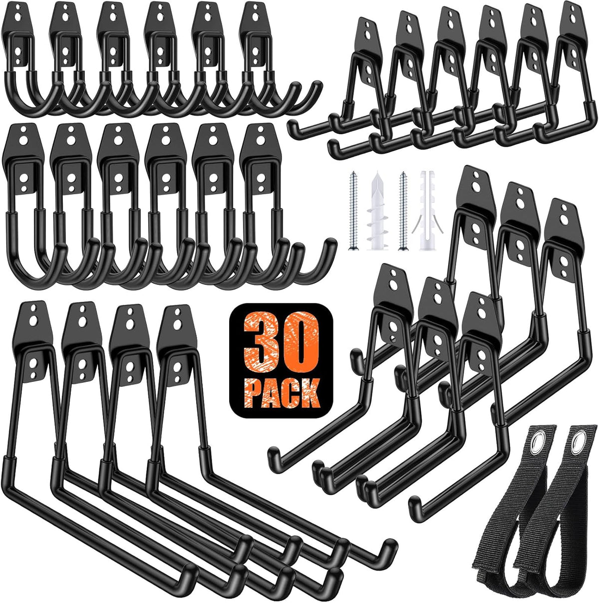 30-Pack Garage Hooks for Storage & Hanging Items, save Space