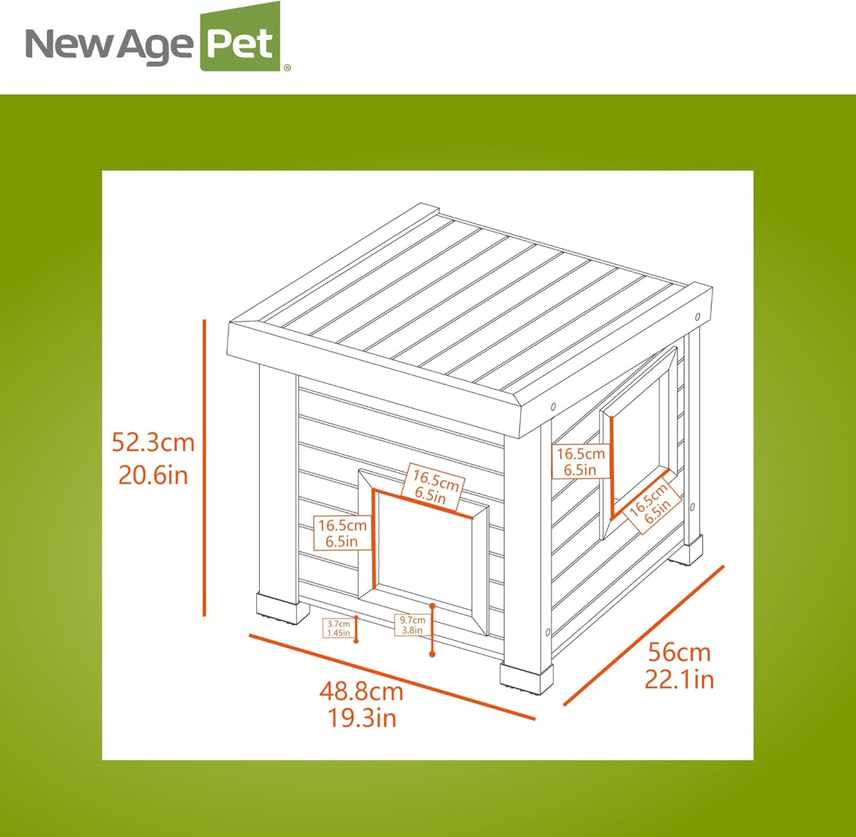 New Age Pet® ECOFLEX® Albany Outdoor Cat House, Maple/Brown