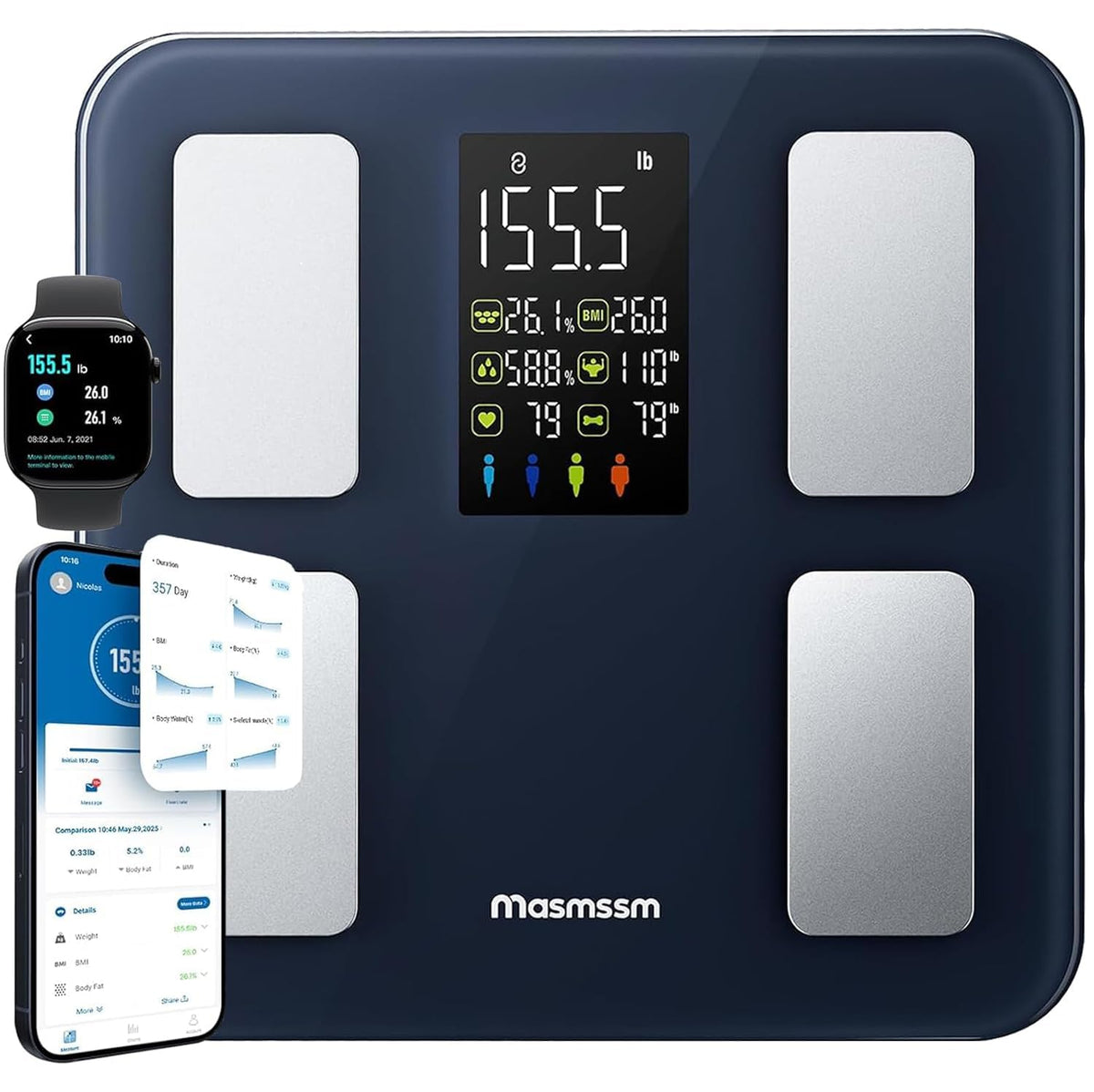 Smart Scale for Body Weight, BMI & Body Fat 8-In-1 Large Display 22 Metrics