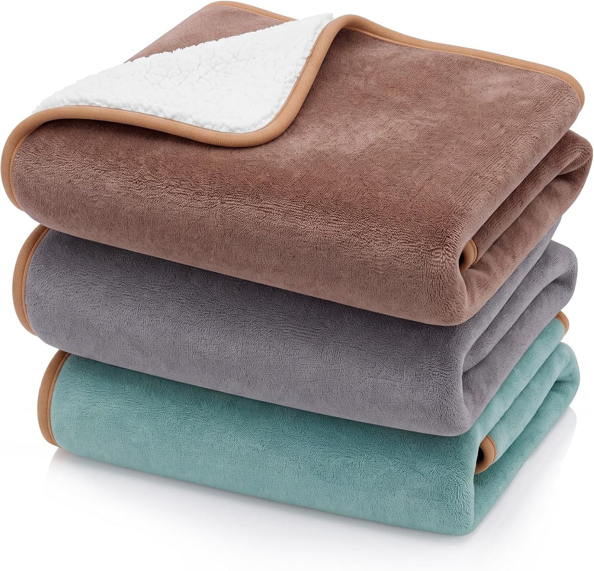 3 Pcs Waterproof Reversible Sherpa Fleece Dog Blankets 24“×32”