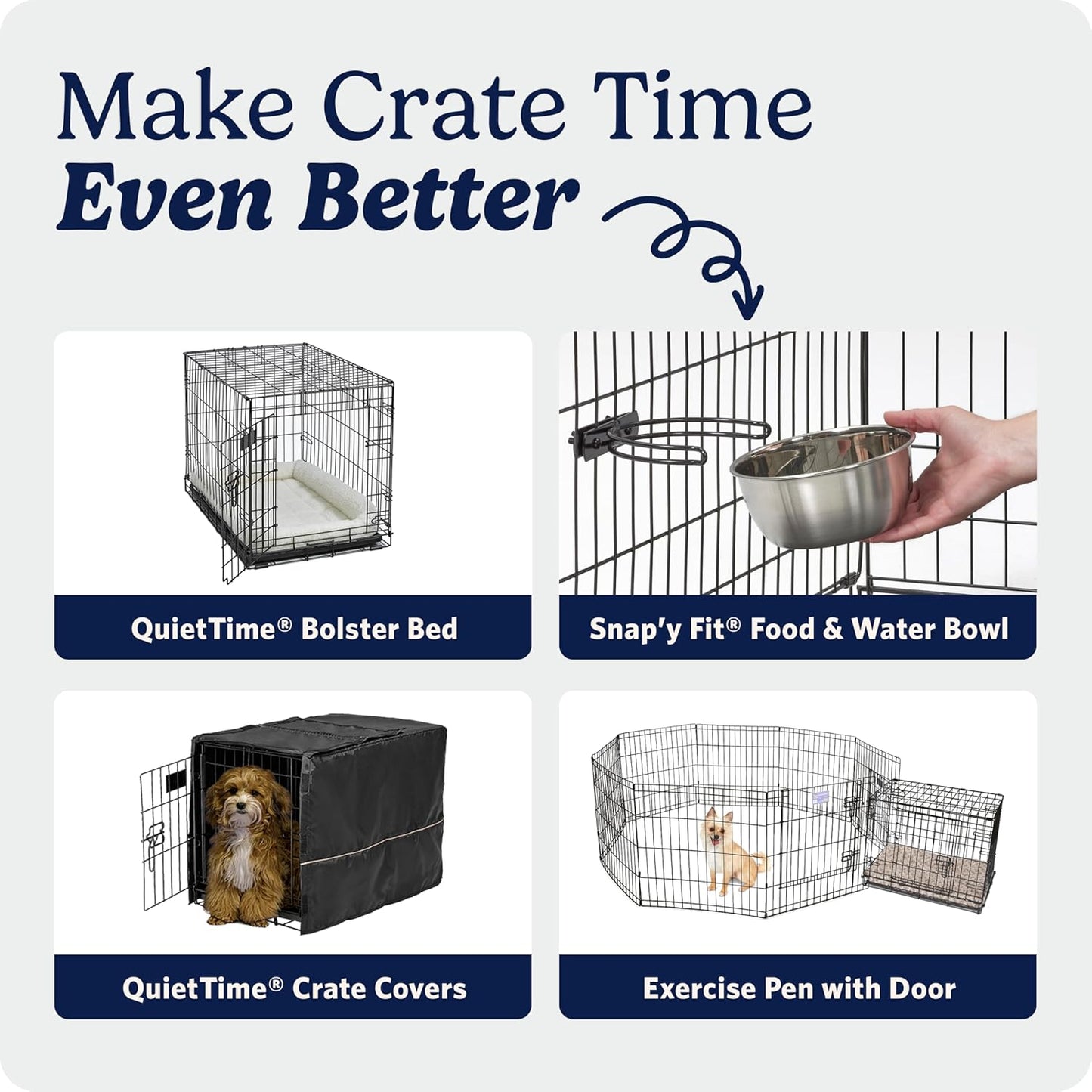 Midwest Homes for Pets 30-Inch Icrate for Medium Breeds, 21-40 Lbs, Single Door Folding Dog Crate with Divider Panel, Leak-Proof Tray & Secure Latch, Portable, Durable & Easy to Assemble