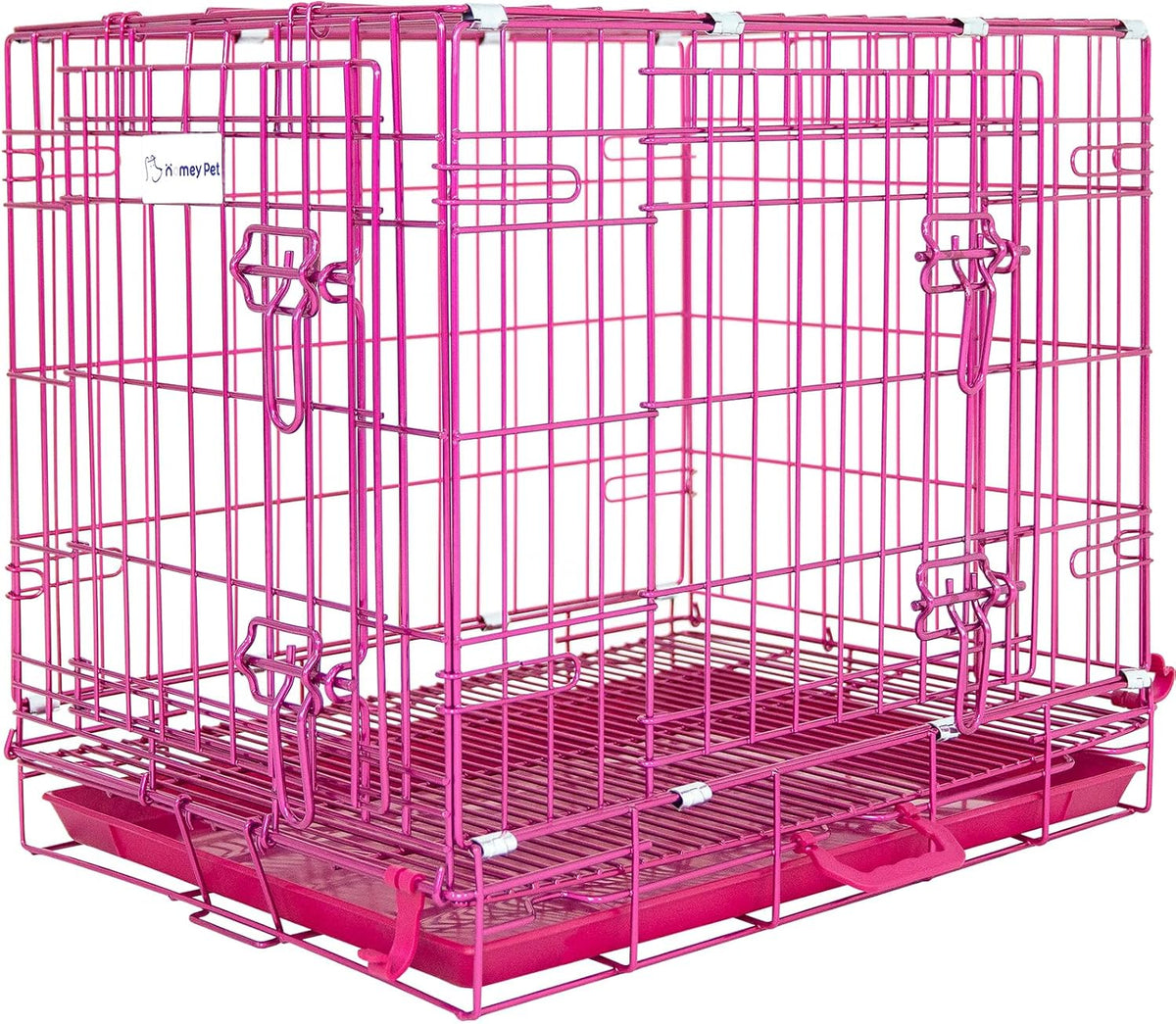 Homey Pet 24 Inch Small Dog Crate for Puppy, Pink Metal Wire Cage Kennel