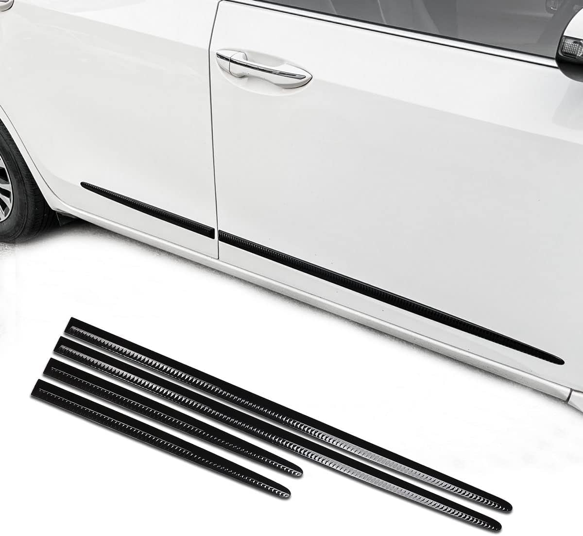 Xmuxhai 4PCS Dent Prevent Car Door Protector,Door Molding Trim Kit Strips,Universal Door Protector Automotive Molding Trim,Prevents Dents Scratches,Bright (Black)