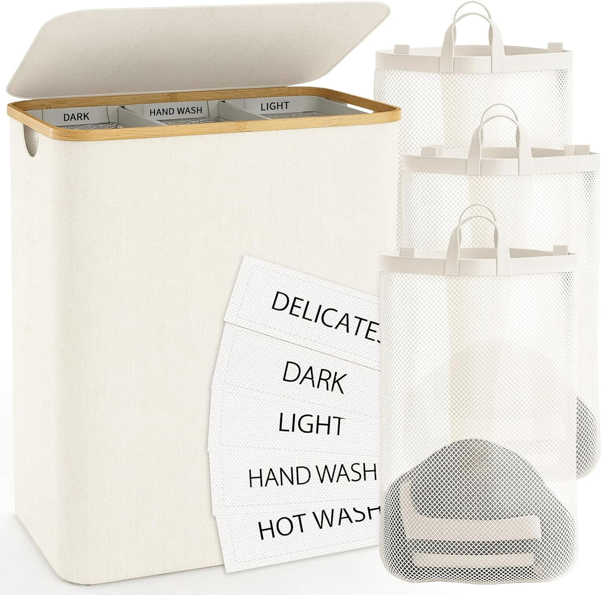 Hampers for Laundry Basket with Lid, 160L Large Laundry Hamper 3 Section