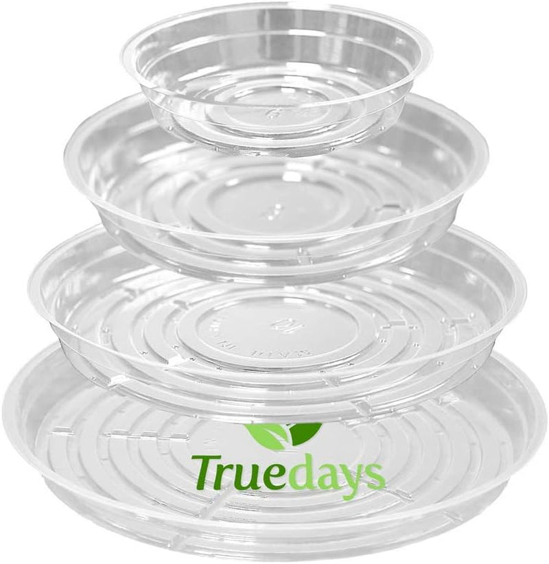 TRUEDAYS 20 Pack Plant Saucers (6 Inch / 8Inch / 10Inch / 12Inch) Clear Plant Saucers Flower Pot Tray Excellent for Indoor & Outdoor Plants