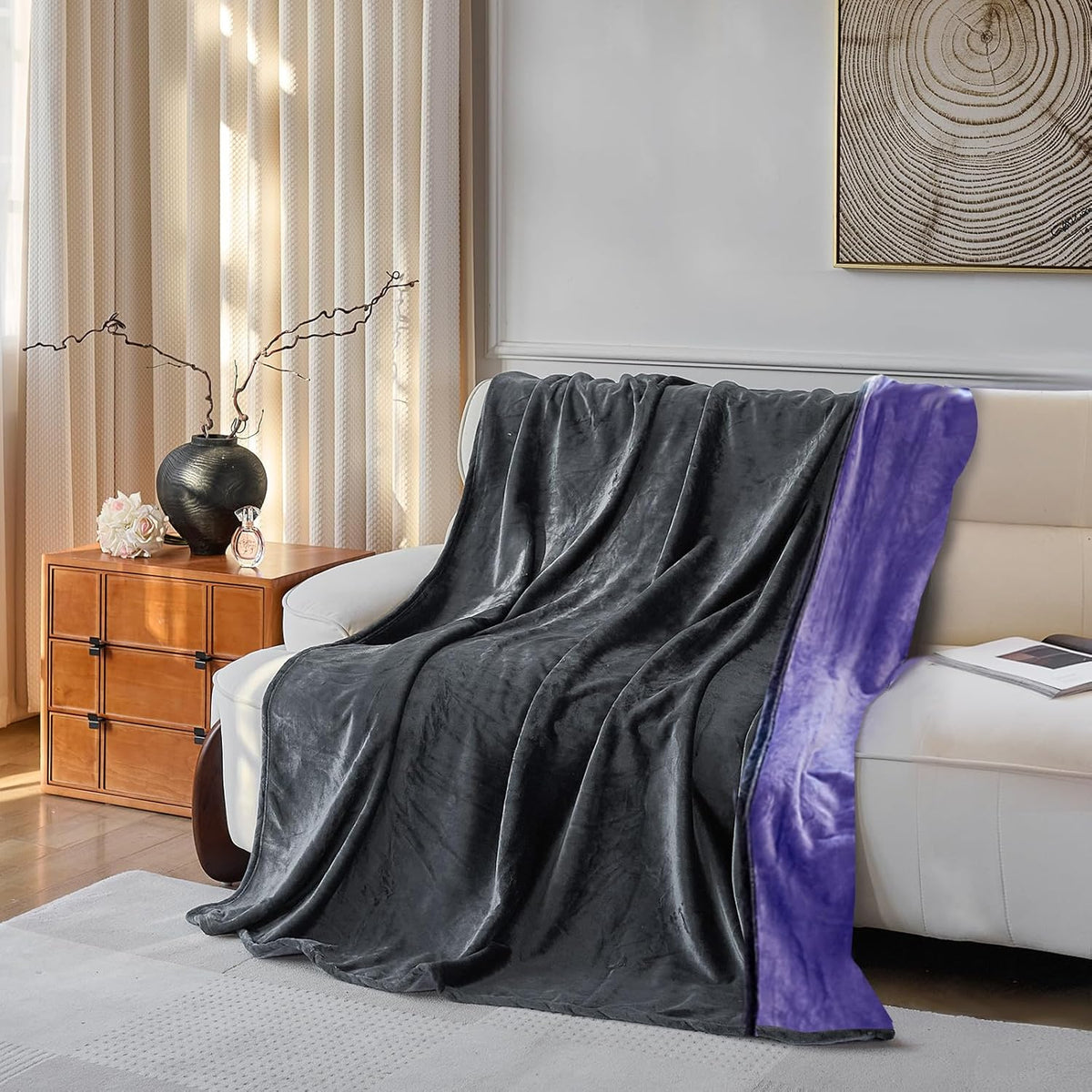 Waterproof Blanket 60"X40", Stain & Scratch Proof Protector, Grey/Violet