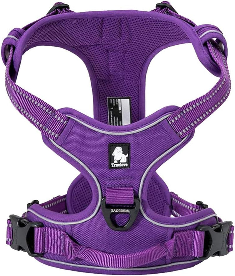 TRUE LOVE Adjustable No-Pull Dog Harness Reflective Vest, Purple, S