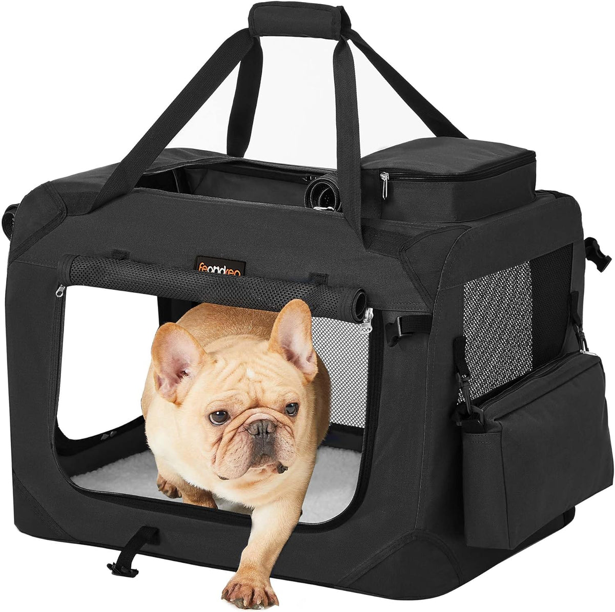Feandrea Collapsible Soft Dog Crate, Portable Travel Carrier, 24 Inches