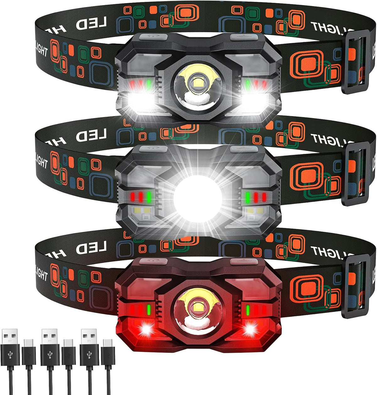 Rechargeable Headlamp Flashlight, 2000 Lumen Super Bright Head Lamp Camping
