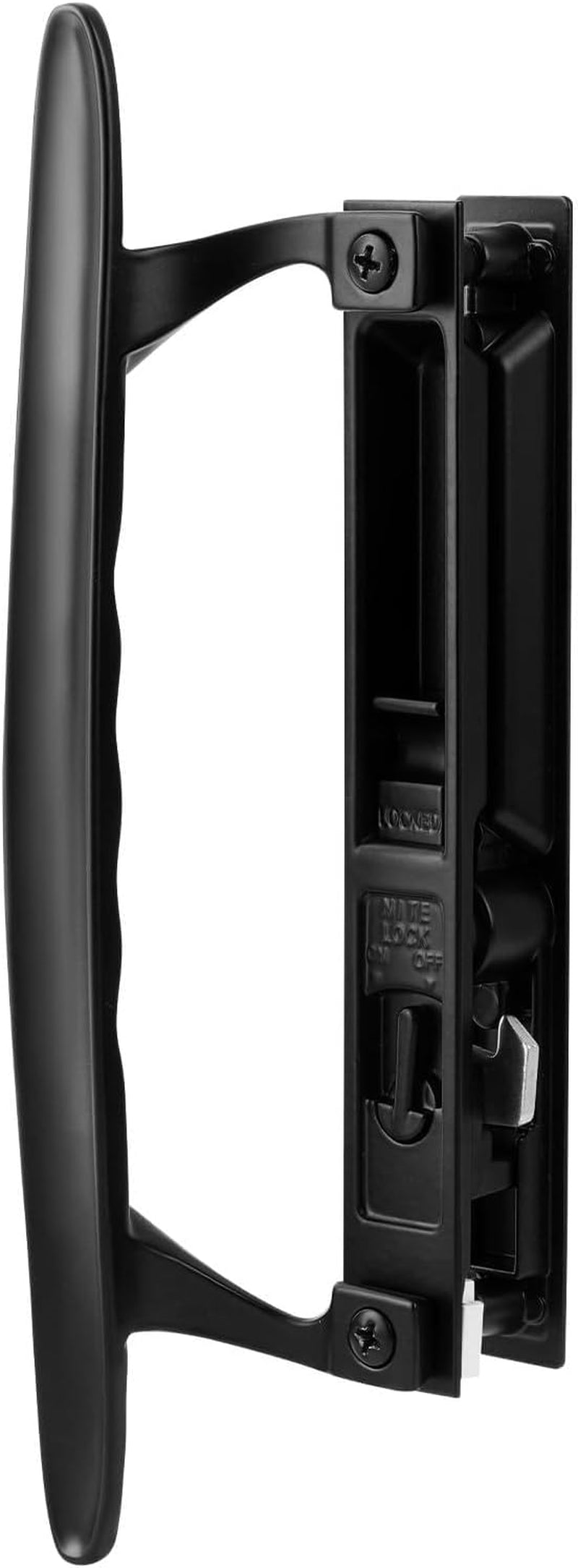 Sliding Patio Door Handle Set, Non-Keyed Black Diecast Replacement Handle, Fits 1" to 1-1/8" Thick Sliding Glass Doors, 6-5/8" Hole Spacing, Non-Handed Reversible Design