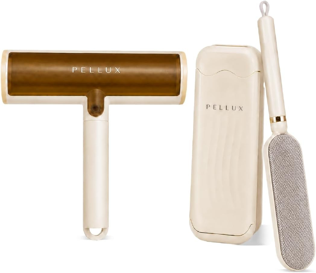 2-In-1 Pet Hair Remover Kit - Reusable Lint Roller & Fabric Brush for Dog and Cat Hair, Self-Cleaning Fur Removal Tool for Couch, Furniture, Clothes, Car, Carpet & Bedding
