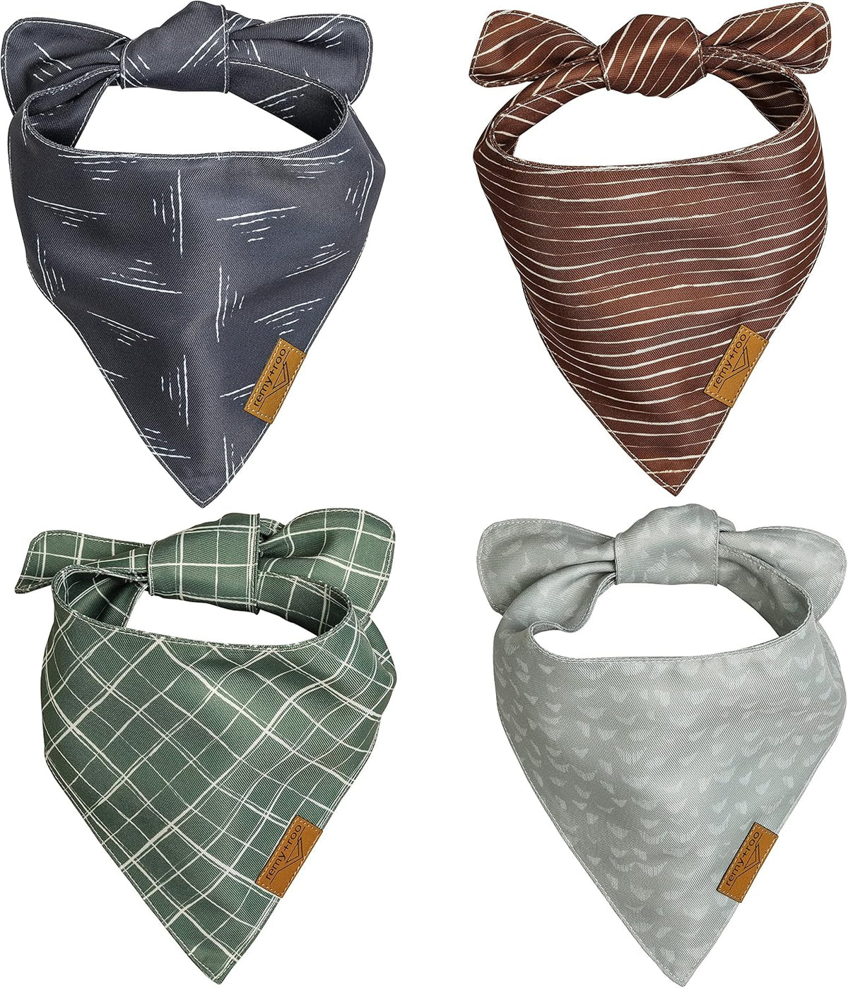 Remy+Roo Logan Spring Dog Bandanas X-Large - 4 Pack - Plaid