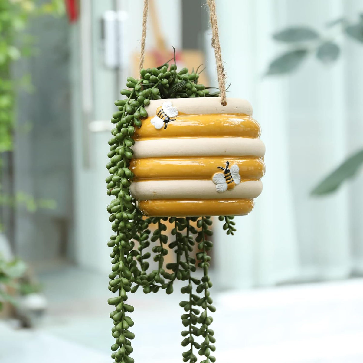 Hanging Ceramic Planter 5 Inch Cute Bee Plant Pots