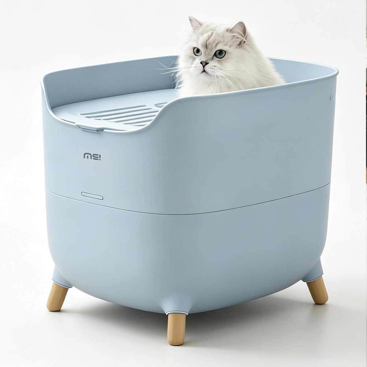 MS!MAKESURE Large Top Entry Cat Litter Box with Scoop, Covered Hidden Design for Odor Control and Less Tracking, Easy to Clean(Blue)