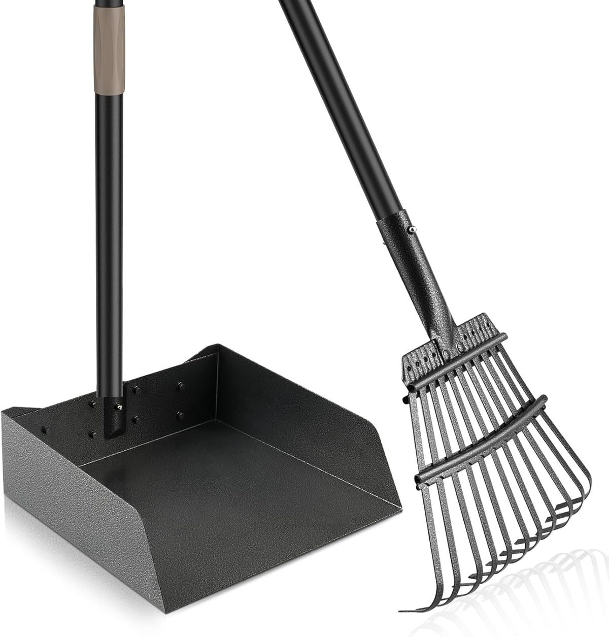 Pooper Scooper for Large Dogs, Metal Poop Scooper with Rake,Tray for Yard
