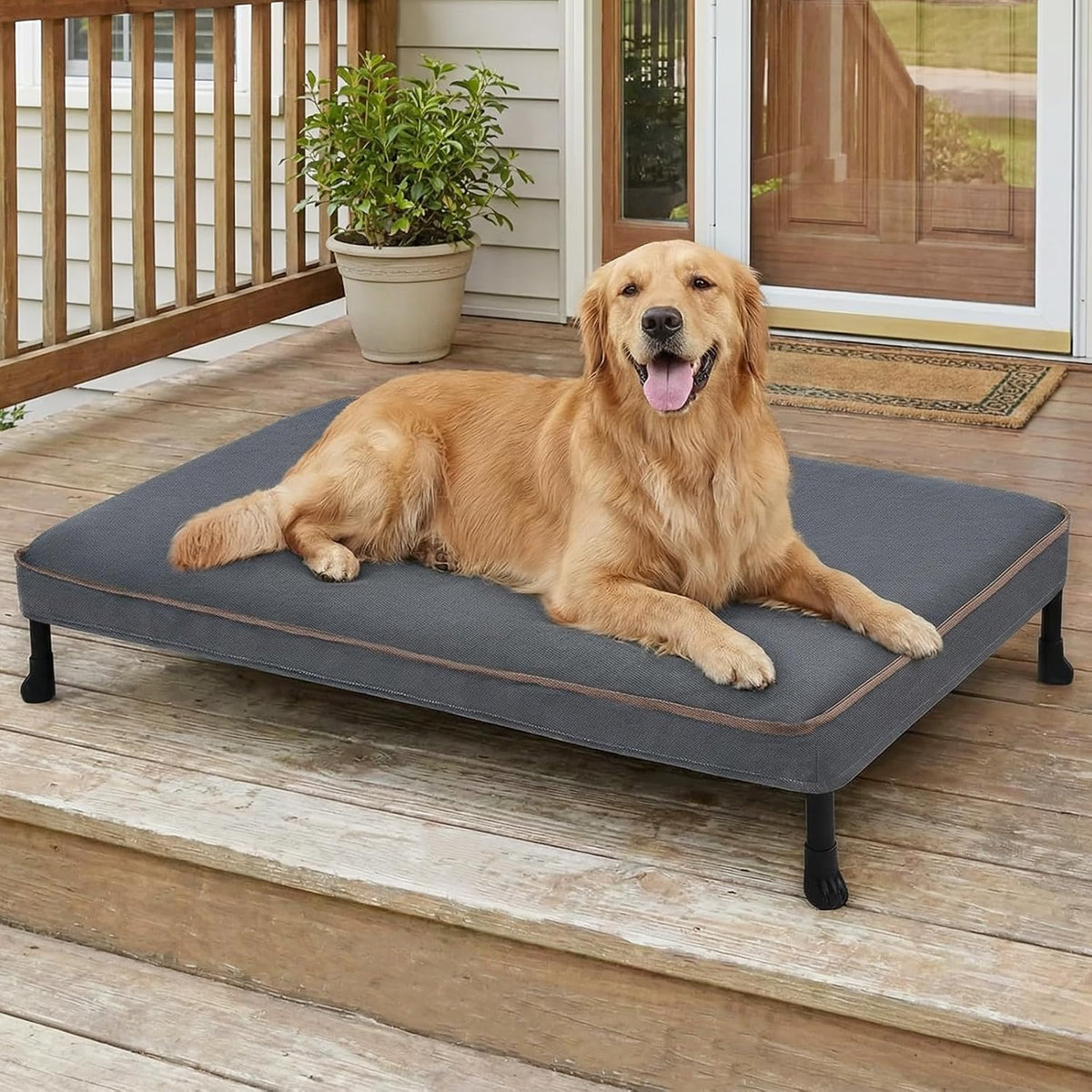 Veehoo Chew Proof Dog Bed, Orthopedic Elevated Dog Bed with Padded Cover