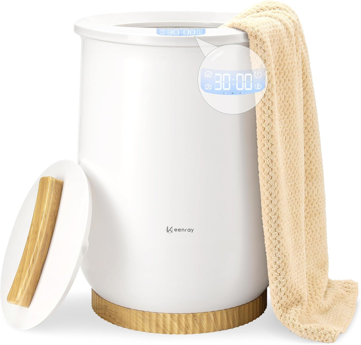 Keenray Towel Warmer, Large Towel Warmers for Bathroom with 4 Heat Timer and up to 24 Hour Delay Timer, Luxury Towel Warmer Bucket, Towel Heater for Oversize Bathrobes Blankets, Upgraded Cl1Plus