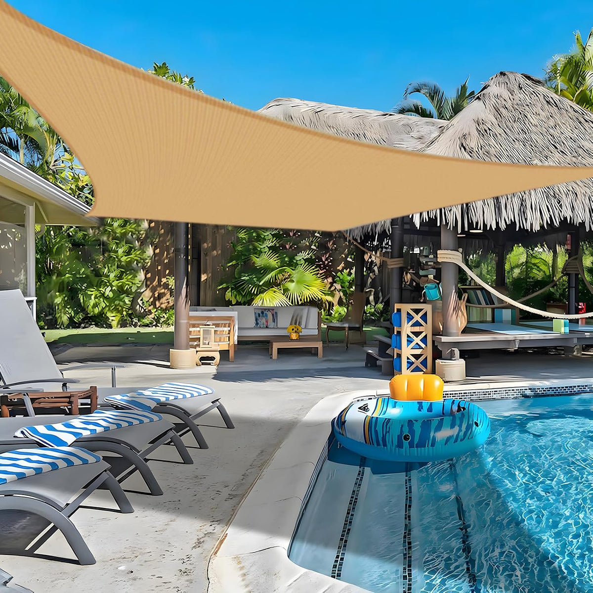 COOLBOYS 16'X 20' Sun Shade Sail Sand Rectangle UV Block Outdoor Shade Canopy Sunshade for Patio Lawn Garden Carport Backyard Deck Pergola