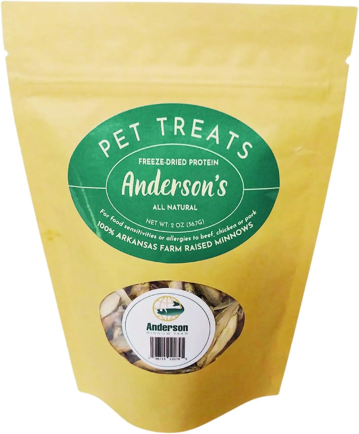 Anderson'S Freeze Dried Protein Pet Treats, 2 Oz | Quality Treats for Training | Grain and Gluten Free | Arkansas Farm Raised Minnows