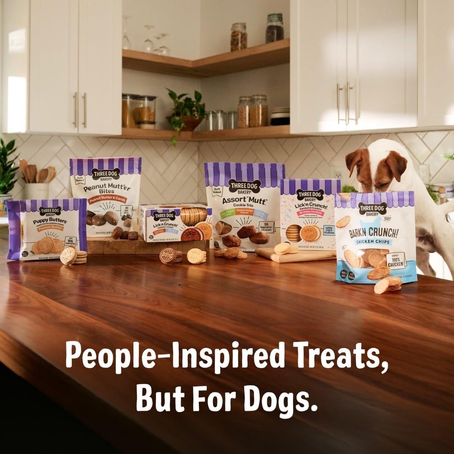 Three Dog Bakery Grain-Free “Woof”Ers, Peanut Butter & Banana Flavor – Grain-Free Dog Treat, Cookies for Dog Training Treats, Puppy Treats with Real Ingredients