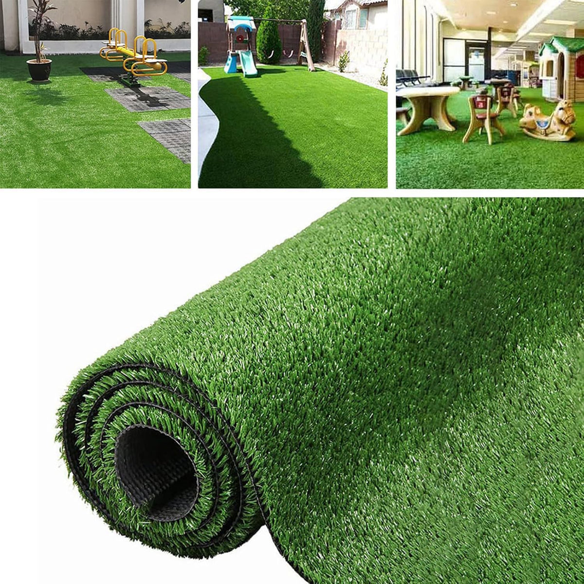Artificial Grass Rug 4Ftx6Ft Synthetic Grass Turf Rug Indoor Outdoor Garden Balcony Lawn Landscape Faux Grass Rug with Drainage Holes
