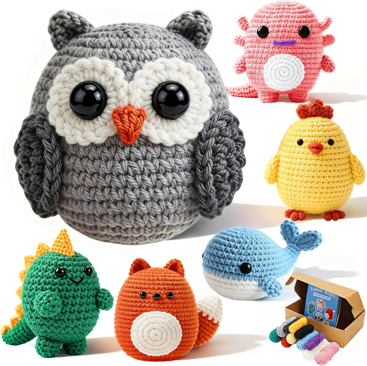 Joyclub Crochet Kit for Beginners 6 Animal Family with Video for Adults