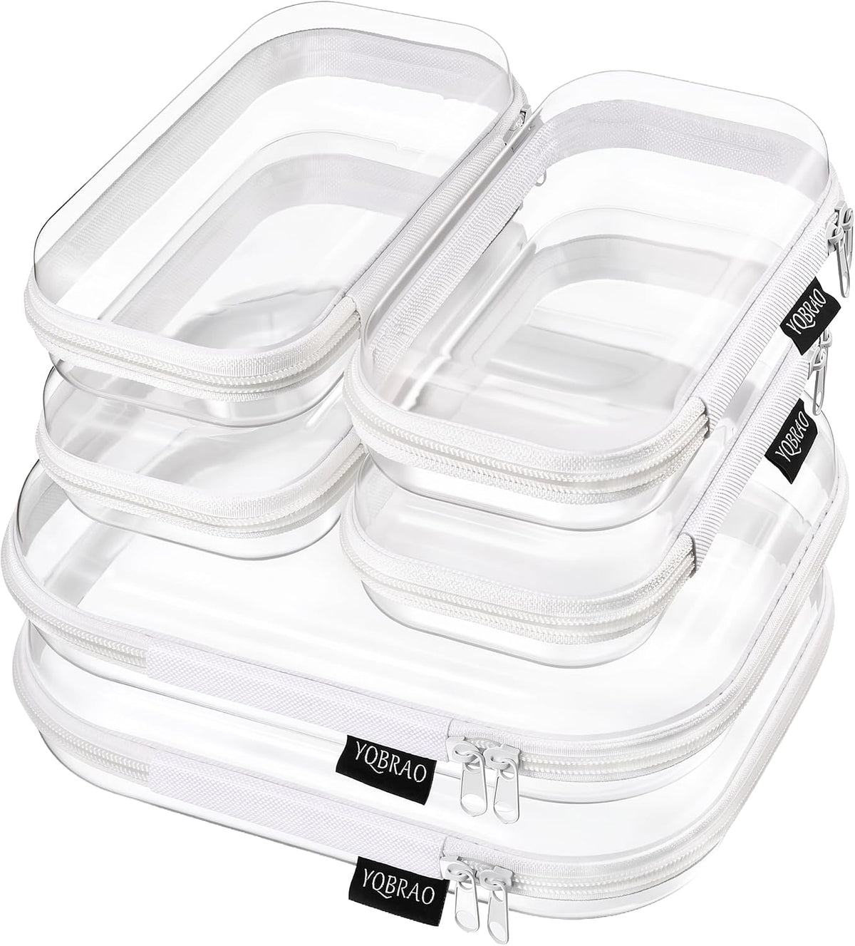YQBRAO Clear Hard Shell Zipper Cases, Diaper Bag Organizer, 2M 4S, White