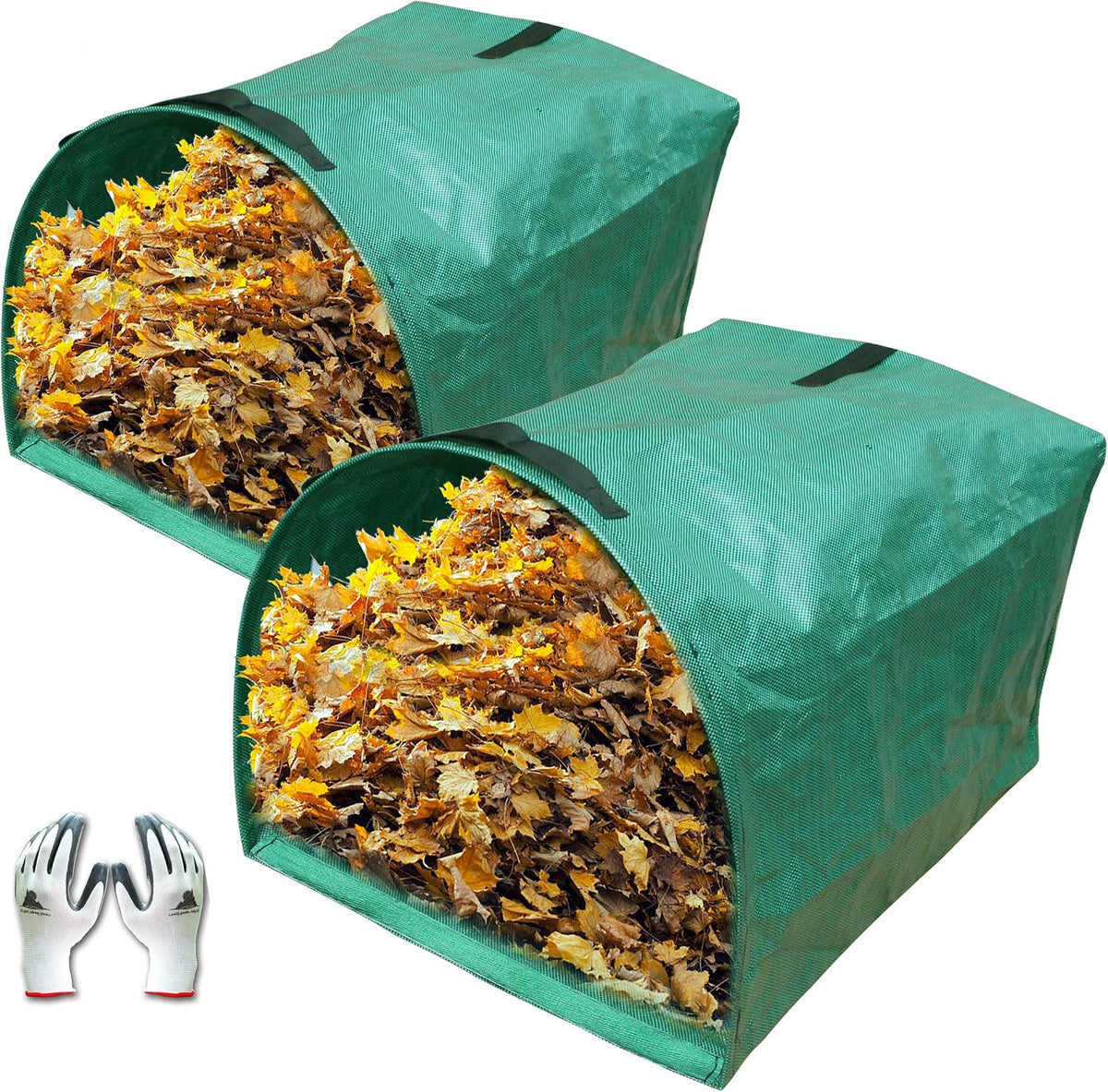 Gardzen 2 Pack 53 Gallon Dustpan Style Yard Waste Bags Reusable