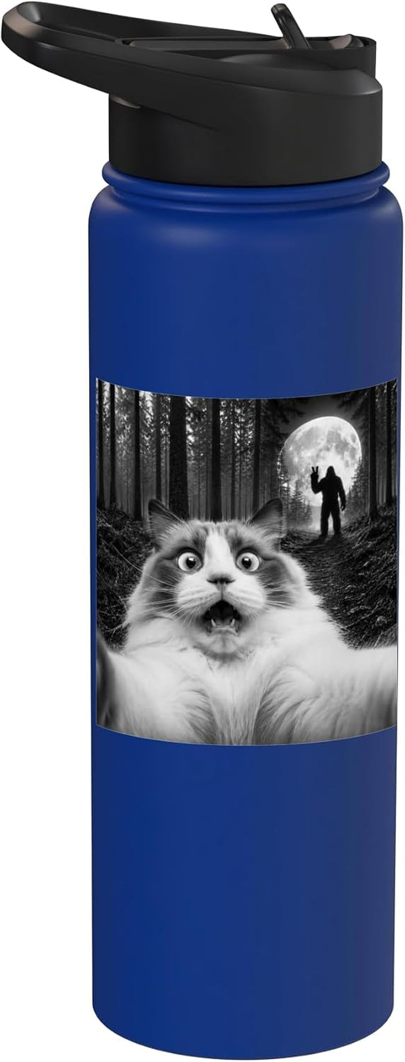 Ragdoll Cat Selfie with Bigfoot Peace Sign Sasquatch Stainless Steel Insulated Water Bottle