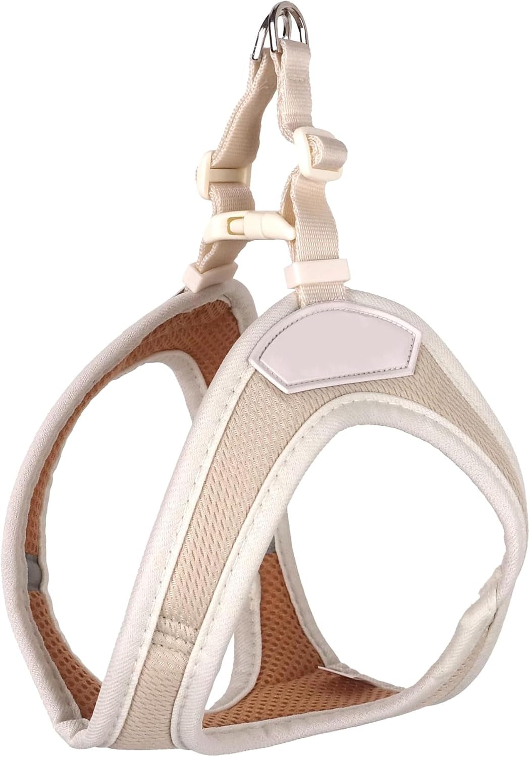 Pastel Basic Dog Harness – Adjustable Lightweight Mesh Pet Vest with D-Ring for Leash, Breathable & Comfortable, Fits Small/Medium Dogs XXS/XS/S, 5 Pastel Colors (Beige, Small)