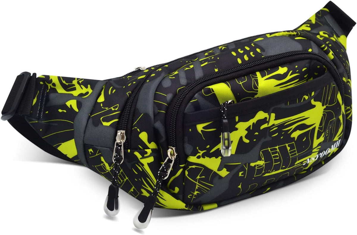 Large Fanny Pack for Men Women NSYOOMH, Crossbody Waist Bag 5-Zipper Pocket