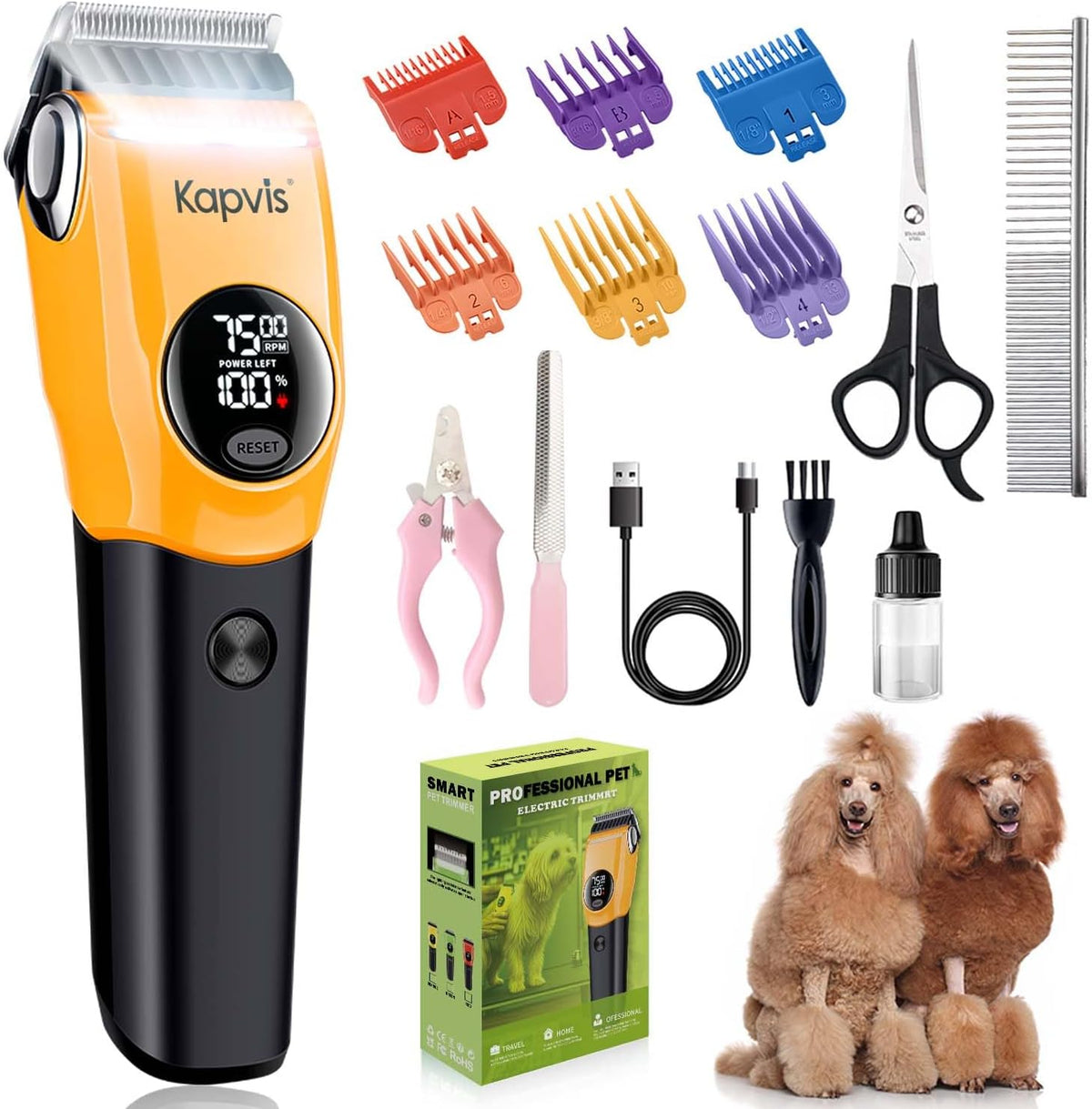 Dog Clippers Grooming Kit with Light for Dogs, Cats, Pets, Low Noise