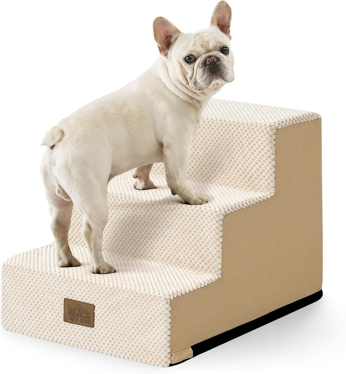 COZY KISS Dog Stairs for Small Dogs, 3 Step Pet Stairs for Beds & Couches