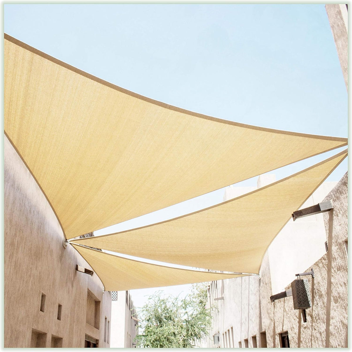 Colourtree 16' X 16' X 22.6' Beige Triangle Sun Shade Sail for Backyard