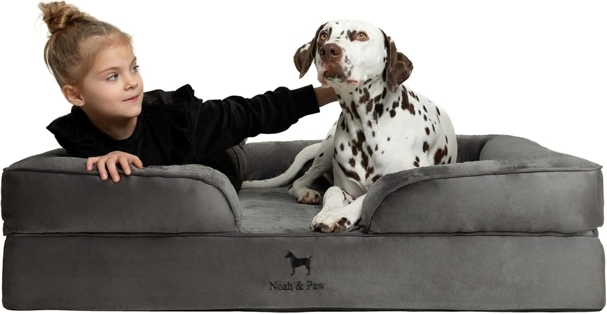NOAH & PAW Large Dog Bed, Orthopedic Memory Cooling Foam (2X Base) 45X35X11