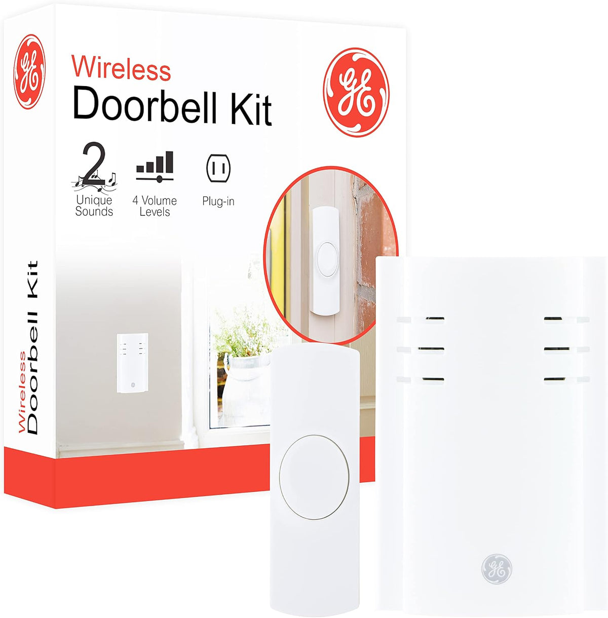 GE Ultrapro Wireless Doorbell Kit, Plug-In Receiver, 1 Push Button