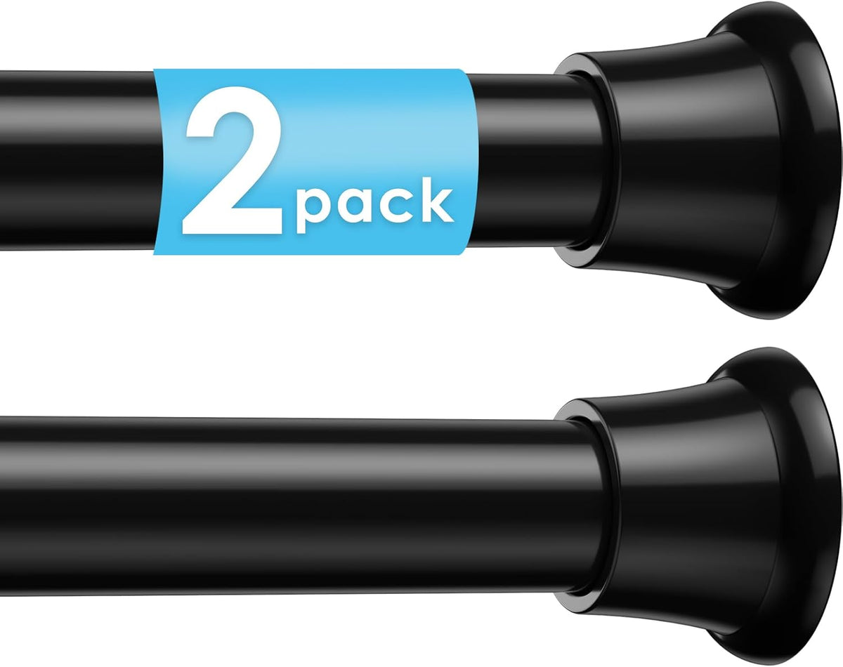 2Pcs Tension Curtain Rod 31 to 76 Inch Black Shower Curtain Rod