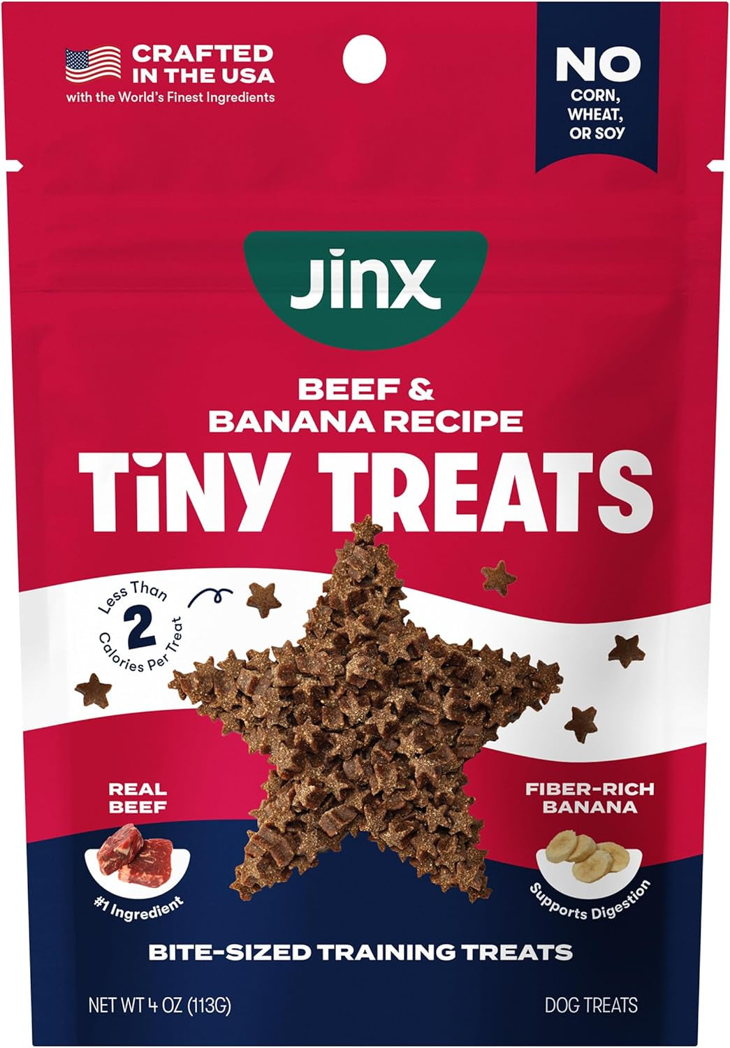 Jinx Beef Dog Training Treats - Healthy All-Natural Mini Bite-Sized Dog Treats for Training with Grass-Fed Beef - Pet Products for All Dogs (Puppies, Adults & Seniors) - 4Oz