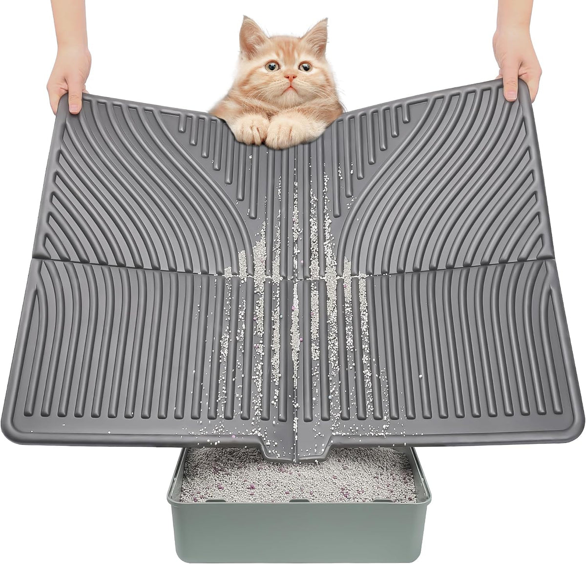 UPSKY Large Cat Litter Mat 31" X 24" Waterproof and Washable, Soft on Paws