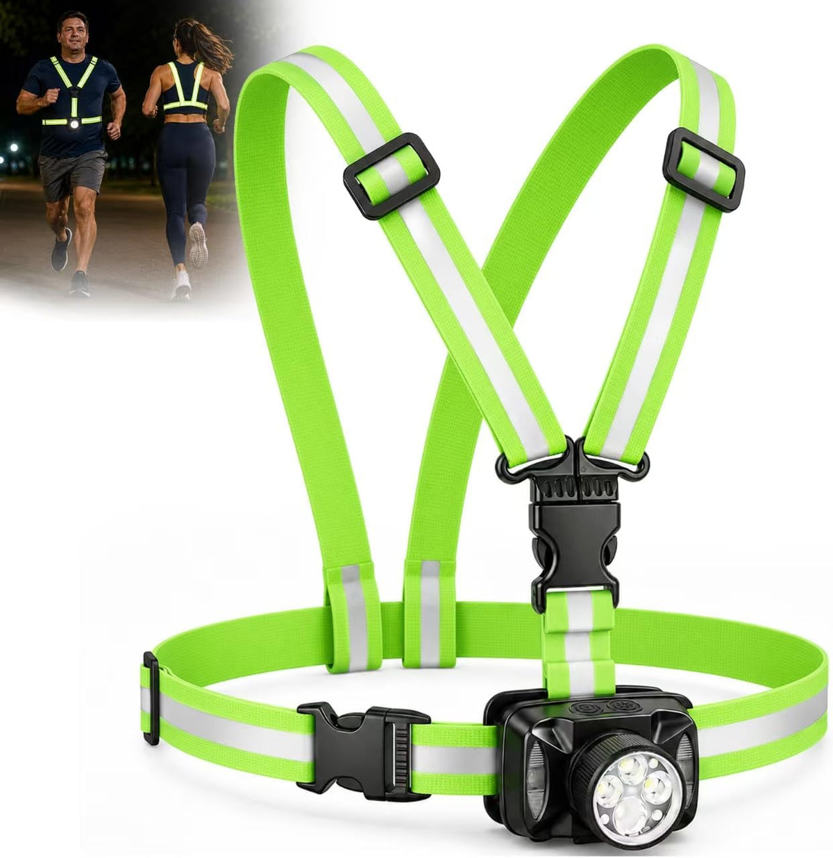 ODCPN Running Lights for Runners, 550LM, Y-Shaped Buckle Running Light Vest